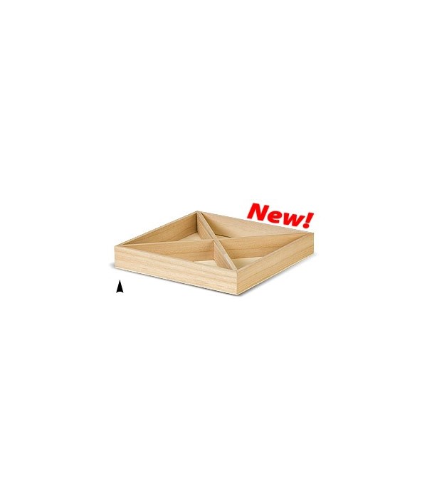 3/143/10X SQUARE WOOD TRAY W/4 SECTIONS CS. PK.: