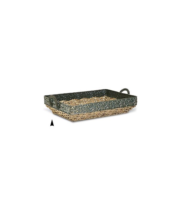 3/5027/L OBLONG SEAGRASS TRAY WITH METAL RIM CS. PK.: 15