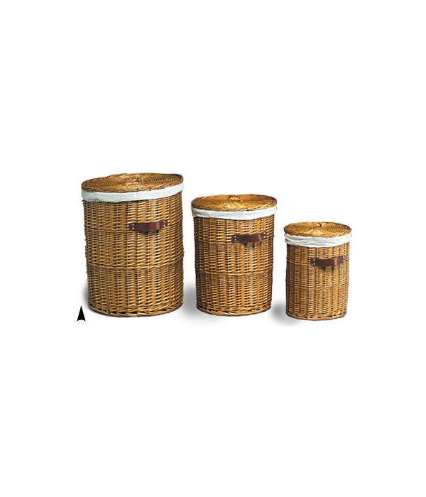 5/409 S/3 WILLOW HAMPERS W/CLOTH LINERS CS. PK.: 1