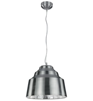 Naples Pendant in Satin Nickel with Cracked Glass