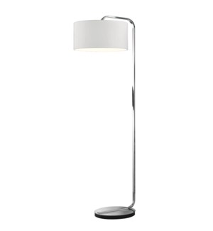 Cannes Floor Lamp in Satin Nickel with White Shade
