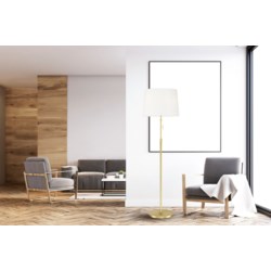 X3 Floor Lamp in Satin Brass with White Shade
