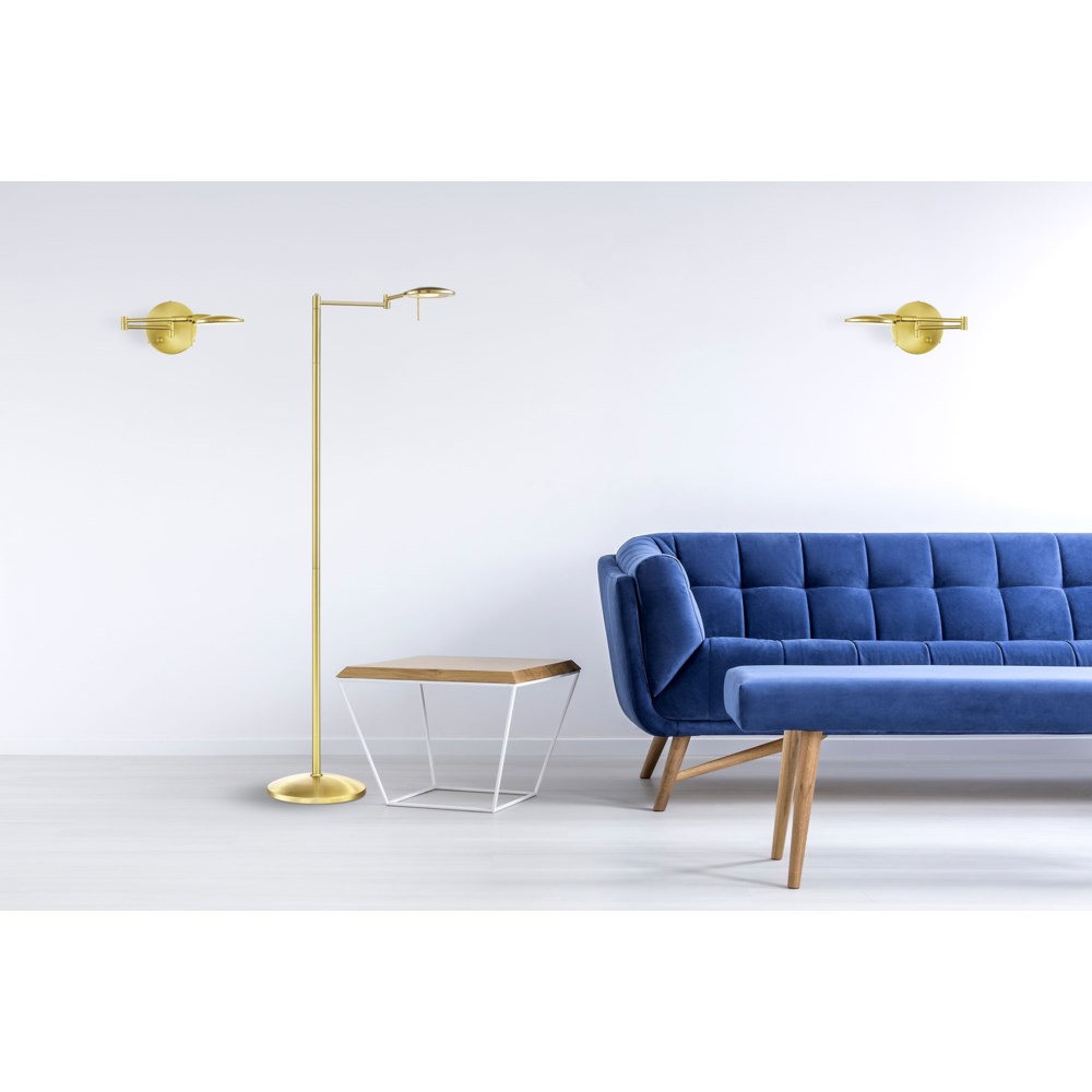 Dessau Turbo Swing-Arm Floor Lamp in Satin Brass