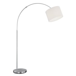 Grannus Arch Floor Lamp in Satin Nickel with White Shade