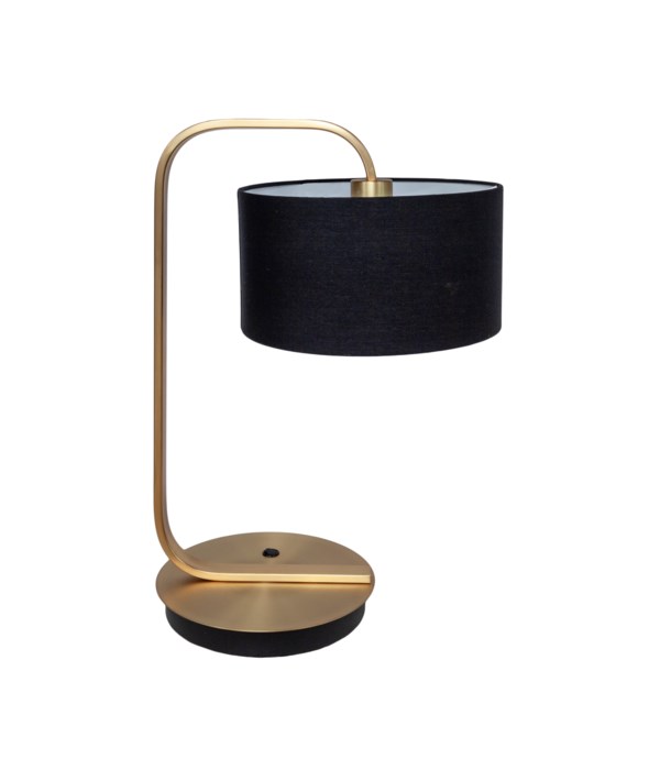 Us-Tablelamp Gold With Black Shade & Led Bulb