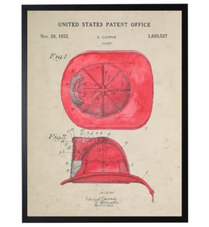 Watercolor red firemans helmet patent