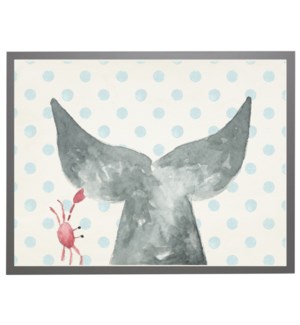 Watercolor whale tale with crab with geometric background B