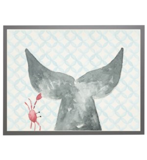 Watercolor whale tale with crab with geometric background C