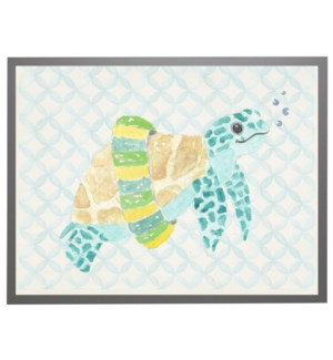 Watercolor turtle with geometric background C
