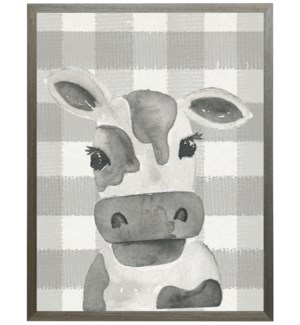 Black and white watercolor cow on buffalo stripes