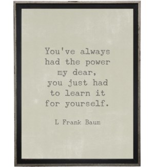 You've always had the power my dear, you just had to learn it for yourself.  L Frank Baum quote