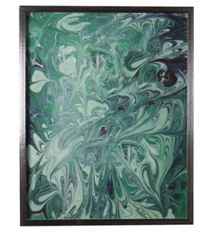 Navy and Green Swirled Marbled art