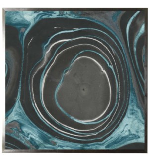 Square Black and Turquoise Marbling D