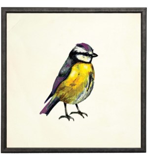 Bright Yellow Bird with Purple and Gray Head