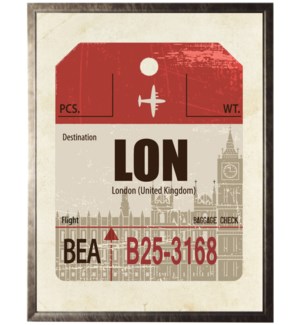 London Travel Ticket on distressed background
