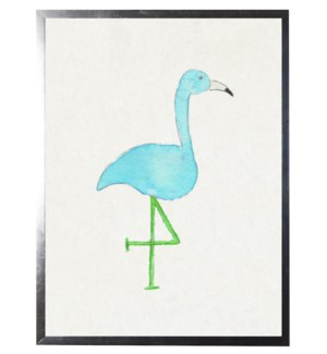 Watercolor Turquoise and Green Flamingo