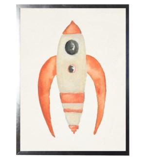 Watercolor orange rocket