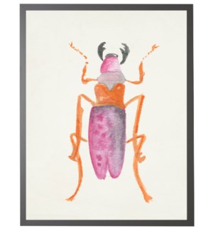 Watercolor orange and pink beetle