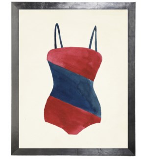 Red Bathing Suit with Blue Diagonal Middle