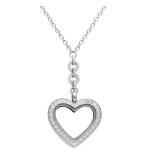 Small Heart White Topaz Locket With Chain
