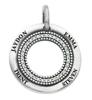 Engravable Diamond Inner Ring Open Circle Charm