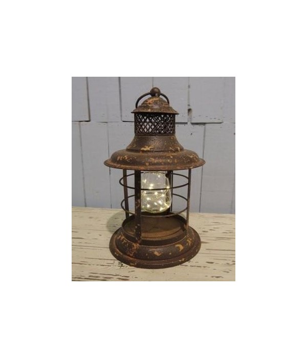 LED Rustic Cage Lantern 13 x 7in.