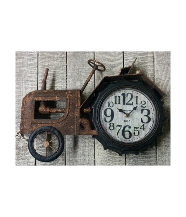 Rustic Tractor Clock 10.5x16.5 in.