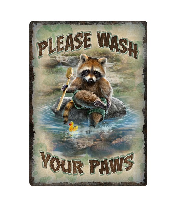 Tin Sign 12in x 17in - Wash Your Paws