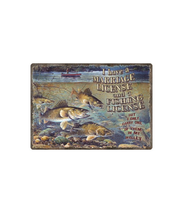 Tin Sign 12in x 17in - Marriage and Fishing