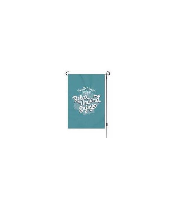 Lawn Flagwith Pole - Beach Rules 14 x 22  in.