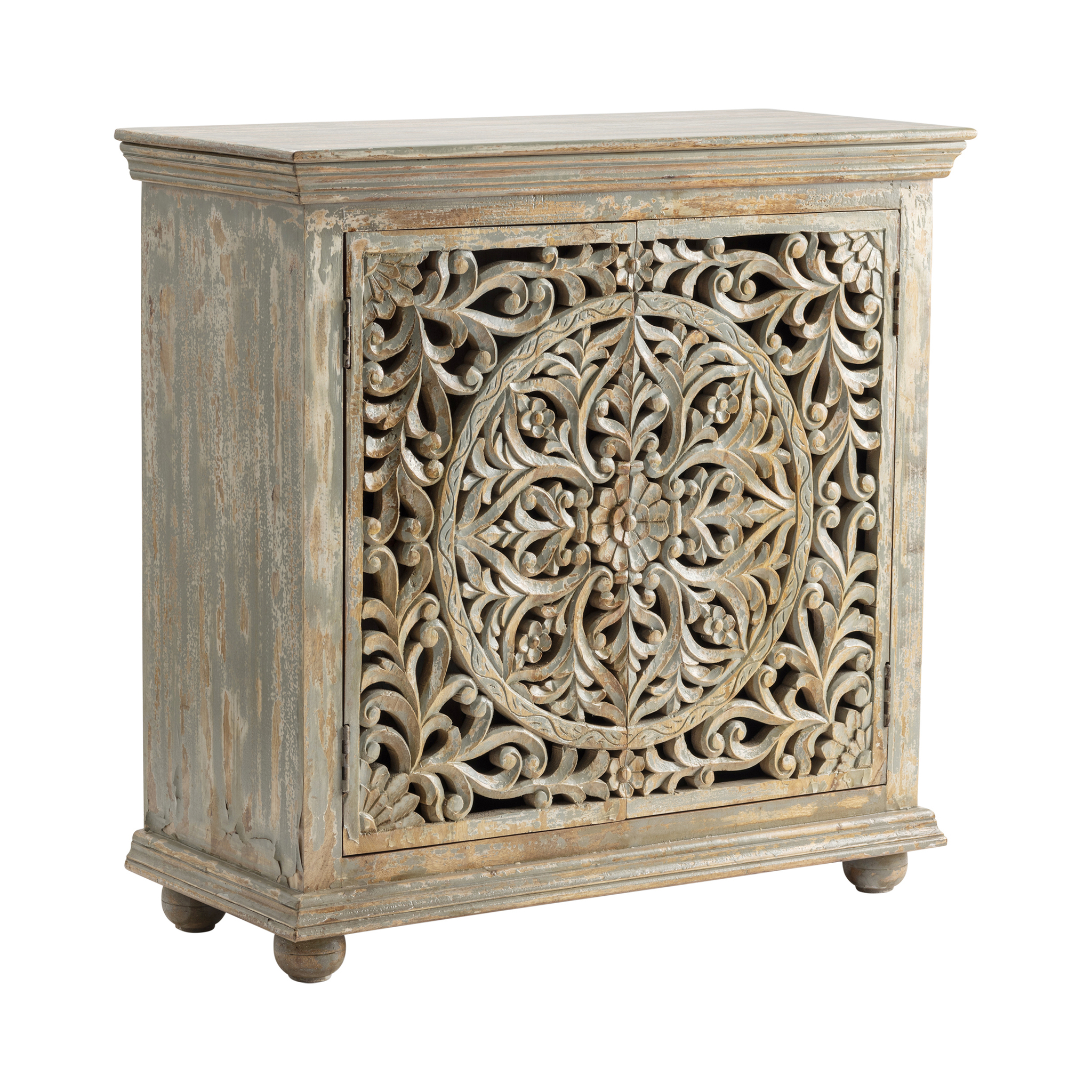 Crestview Collection Bengal Manor Mango Wood Carved 2 Door all