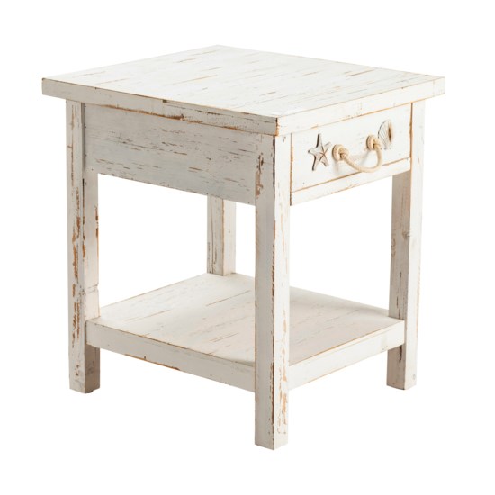 Crestview Collection Seaside White Coastal End Table coastal