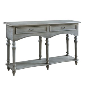 Chelsea Antiqued Grey 2 Drawer Shaped Console