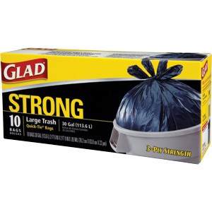 GLAD TRASH BAG STRONG 10 CT 30 GAL