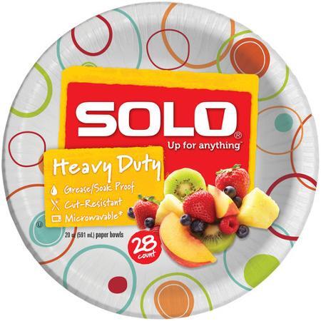 SOLO HEAVY DUTY PAPER BOWLS 20 OZ 28 CT - disposable cutlery