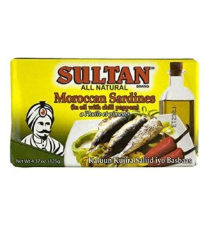 SULTAN MOROCCAN SARDINES HOT W/ CHILI (YELLOW)125G 