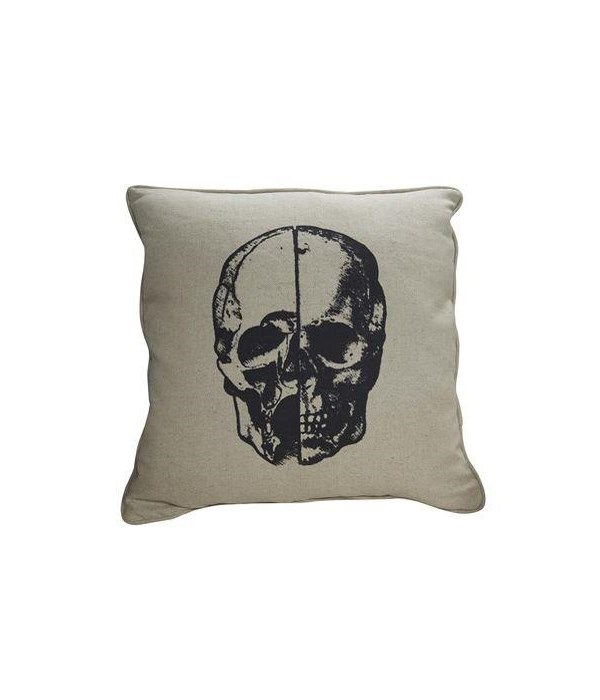 Skull Pillow, Focus Linen Fabric, 22x22