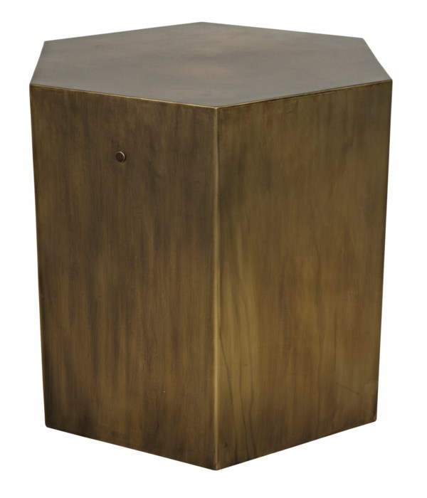 Aria Side Table B, Steel with Aged Brass