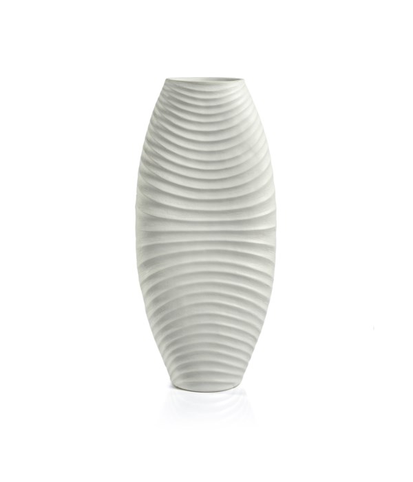 Toyoma Rippled White Stone Vase