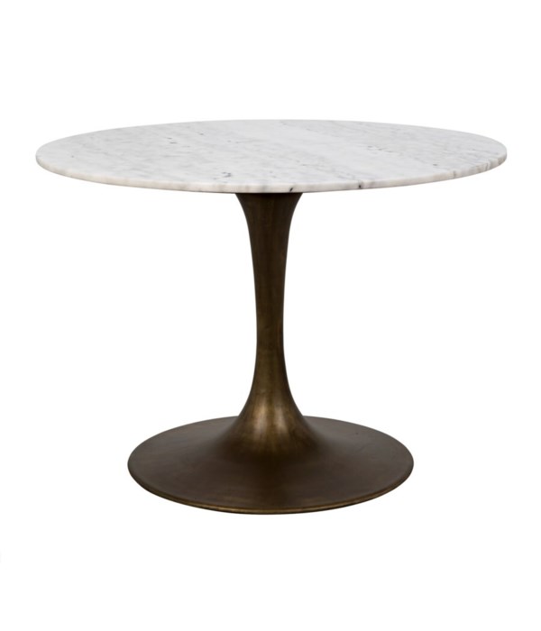 Laredo Table, Metal with Aged Brass, White Stone Top
