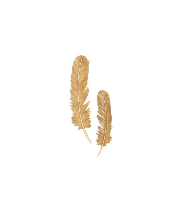 Feathers Wall Art, Gold Leaf, Set of 2, Large