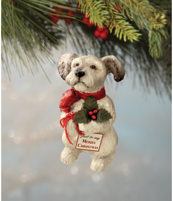 Terrier Puppy With Holly Ornament
