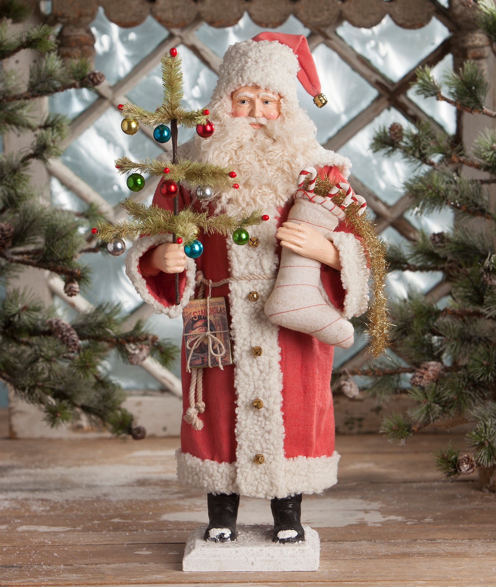 Set//2 Bethany Lowe Classic Santa Claus Retro Vntg Christmas Tree Ornaments Decor