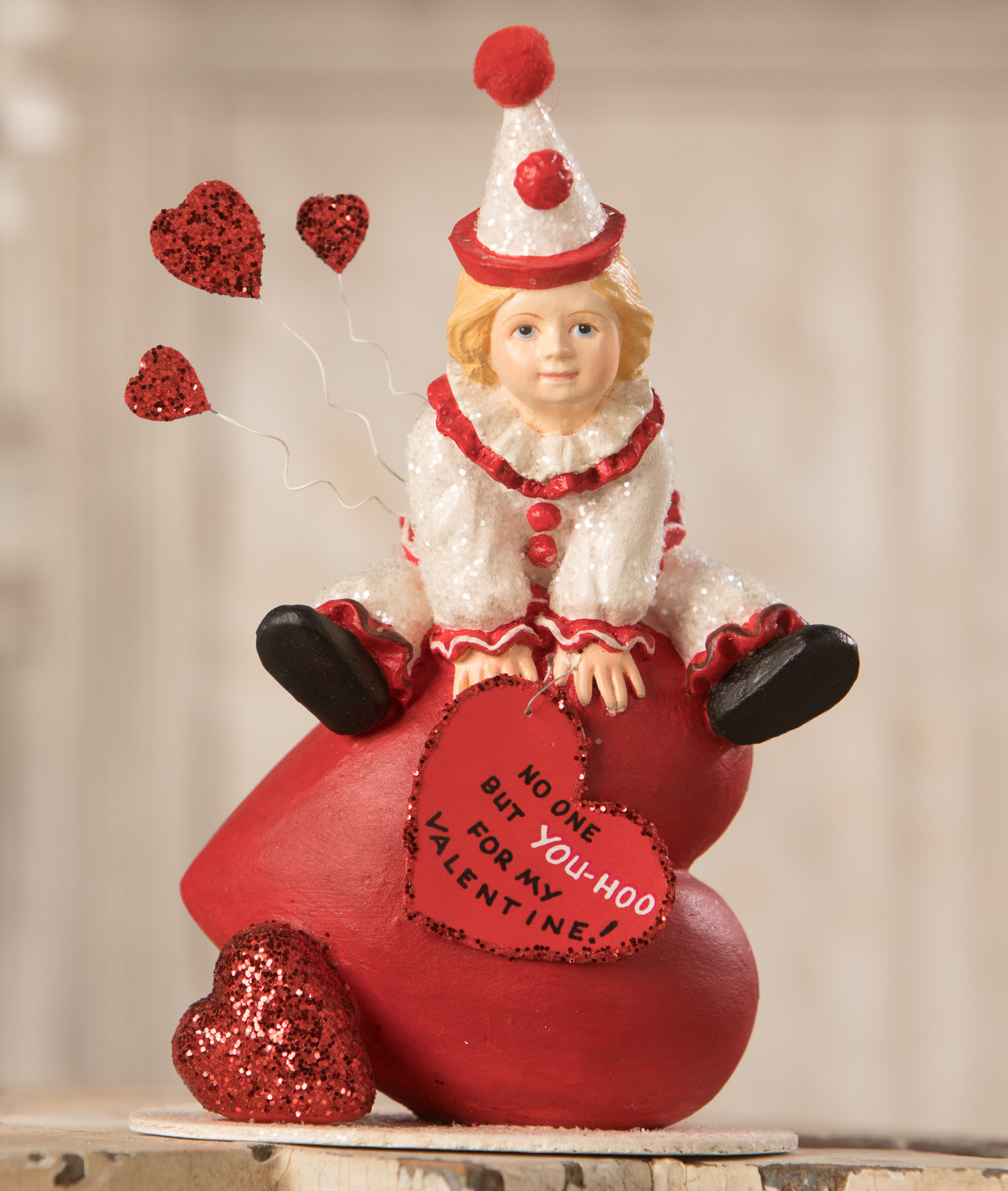 21" Large Bethany Lowe Red Clown Girl Retro Vntg Valentines Day Figurine Decor