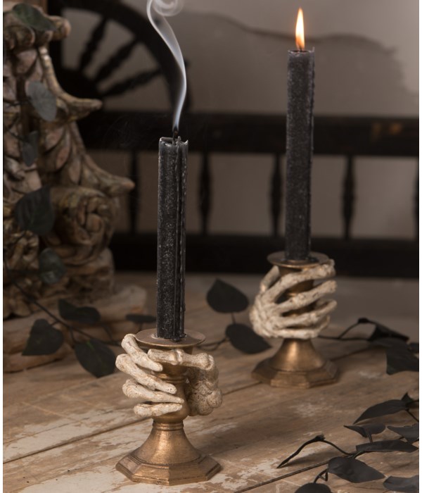 Gilded Skeleton Hand Candle Holder
