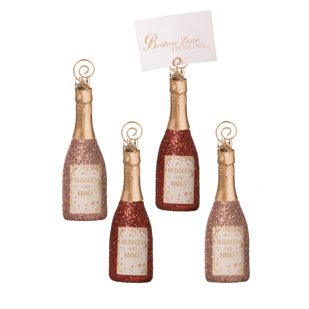 Bubbles and Kisses Champagne OrnamentPlace Card Holder S4