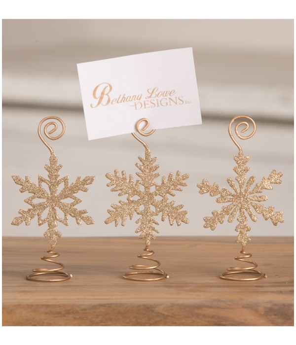 Old Gold Snowflake Place Card Holder 3A