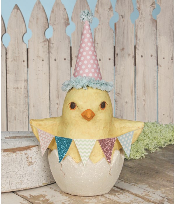 Spring Party Chick in Egg Medium Paper Mache