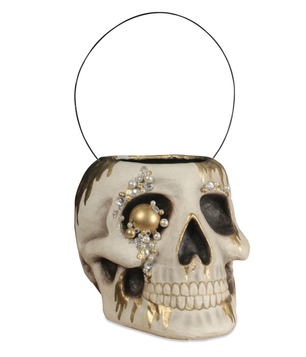 Jeweled Skull Bucket Large Paper Mache