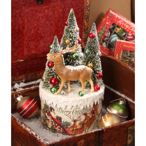 Download Traditional Deer Vignette on Box - vintage christmas ...